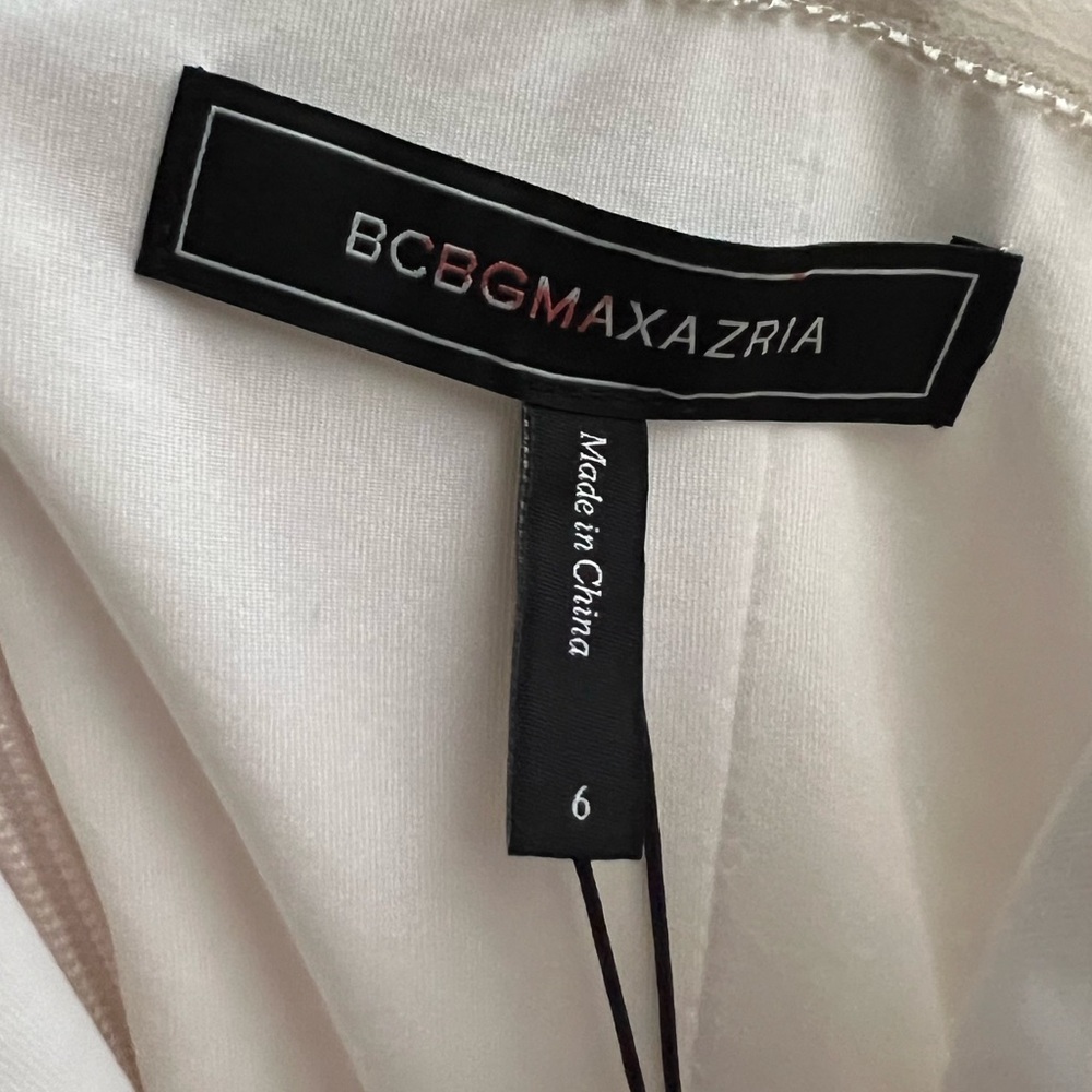 🆕BCBGMaxAzria Off-White Ruched Mesh Corset Midi Dress Size 6 Bridal Shower Party - Picture 8 of 16
